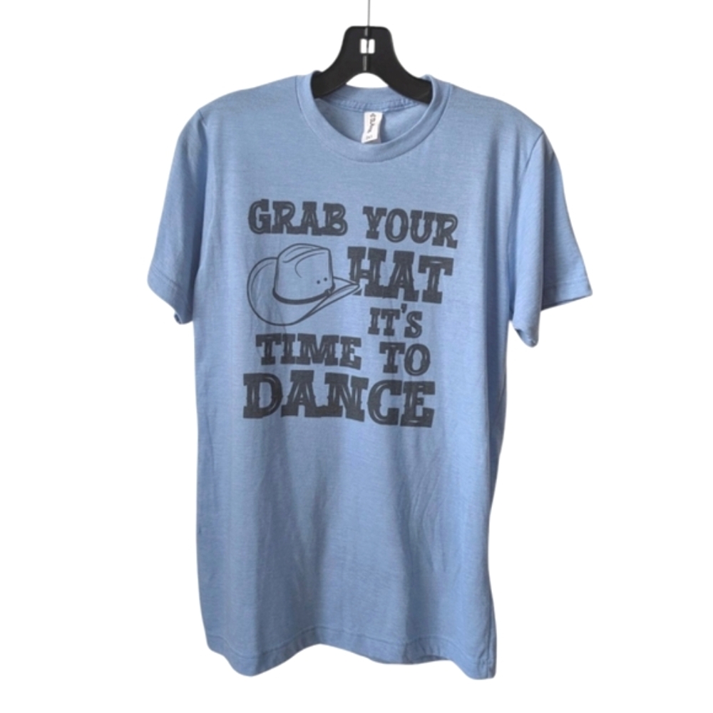 Cowgirl Western Graphic Tee Blue Small Two Step Line Dance Hoedown Rodeo